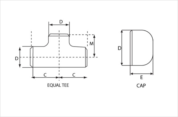 BUTT WELD EQUAL TEE & CAP AND STUB END (LONG & SHORT)